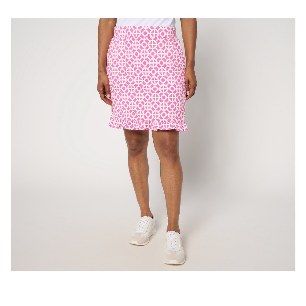 Belle by Kim Gravel Pink Geometric Skort 1X Preppy Pink